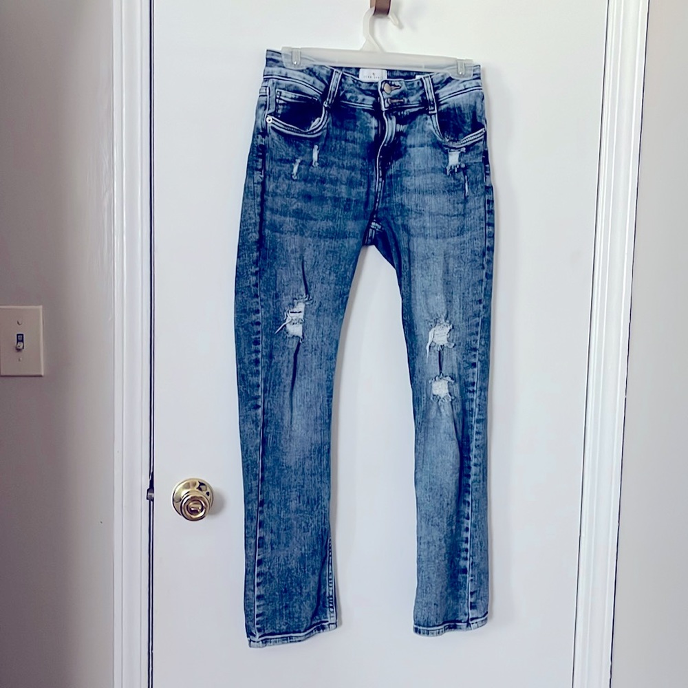 Mid rise, bootcut jeans